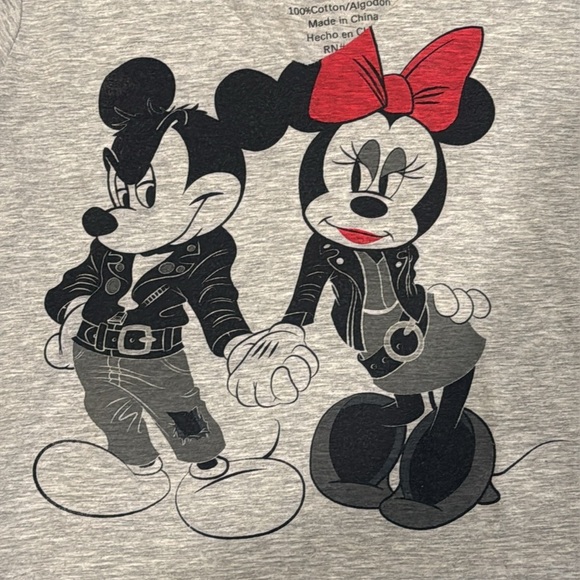 Large Women’s Disney Gray T-Shirt with Mickey and Minnie - Picture 3 of 8